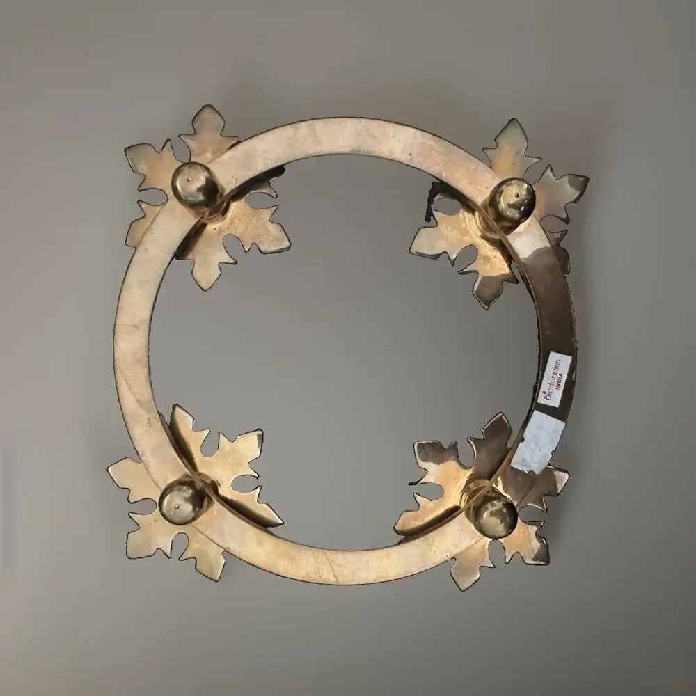 Vintage Biedermann & Sons Brass Snowflake Advent Candle Ring Heavy Candle Holder